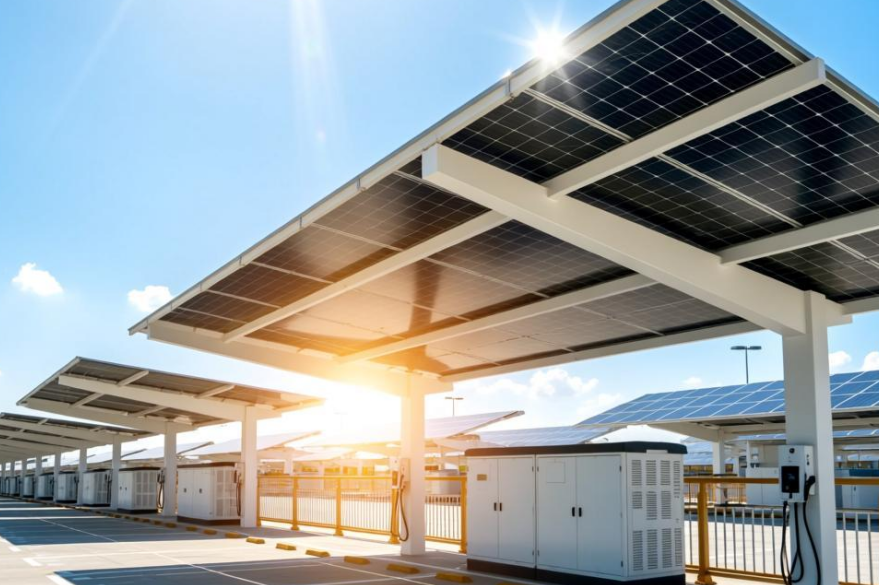 100KW太阳能充电桩车棚